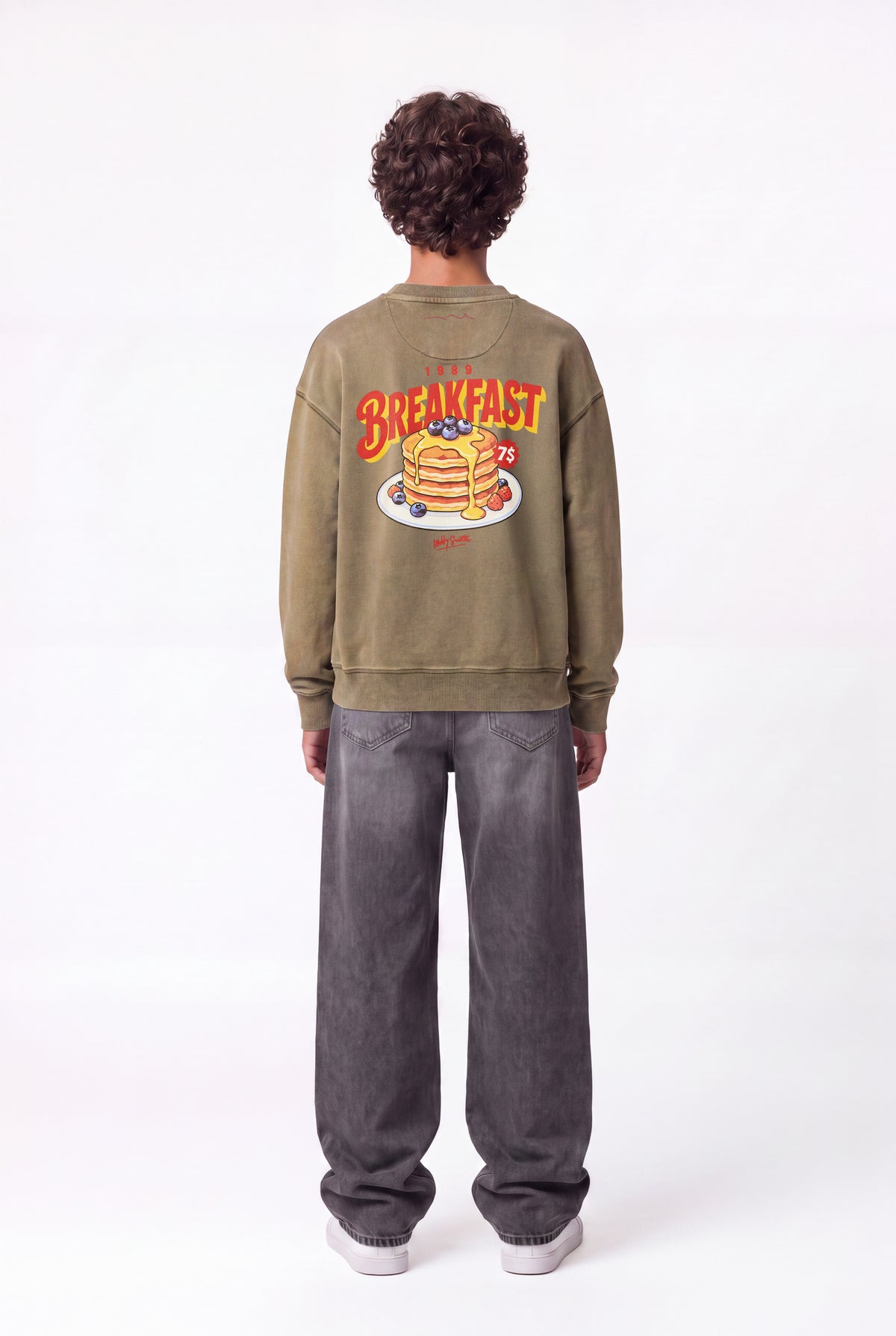 Sweat ample col rond S-BREAKFAST RC JR DUSTY KAKI