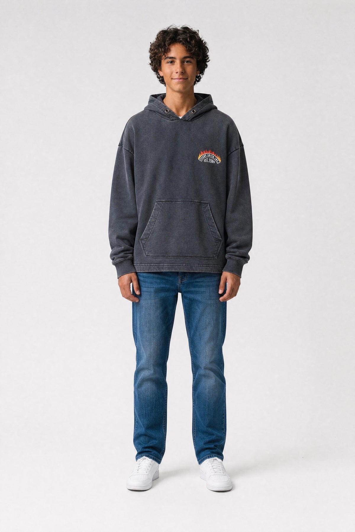 Sweat à capuche imprimé S-FEU HOODY JR NOIR - Teddy Smith