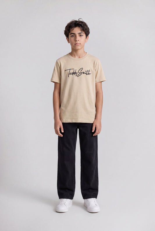 Achat T-shirt col rond T-EVAN MC JR BEIGE CLAIR