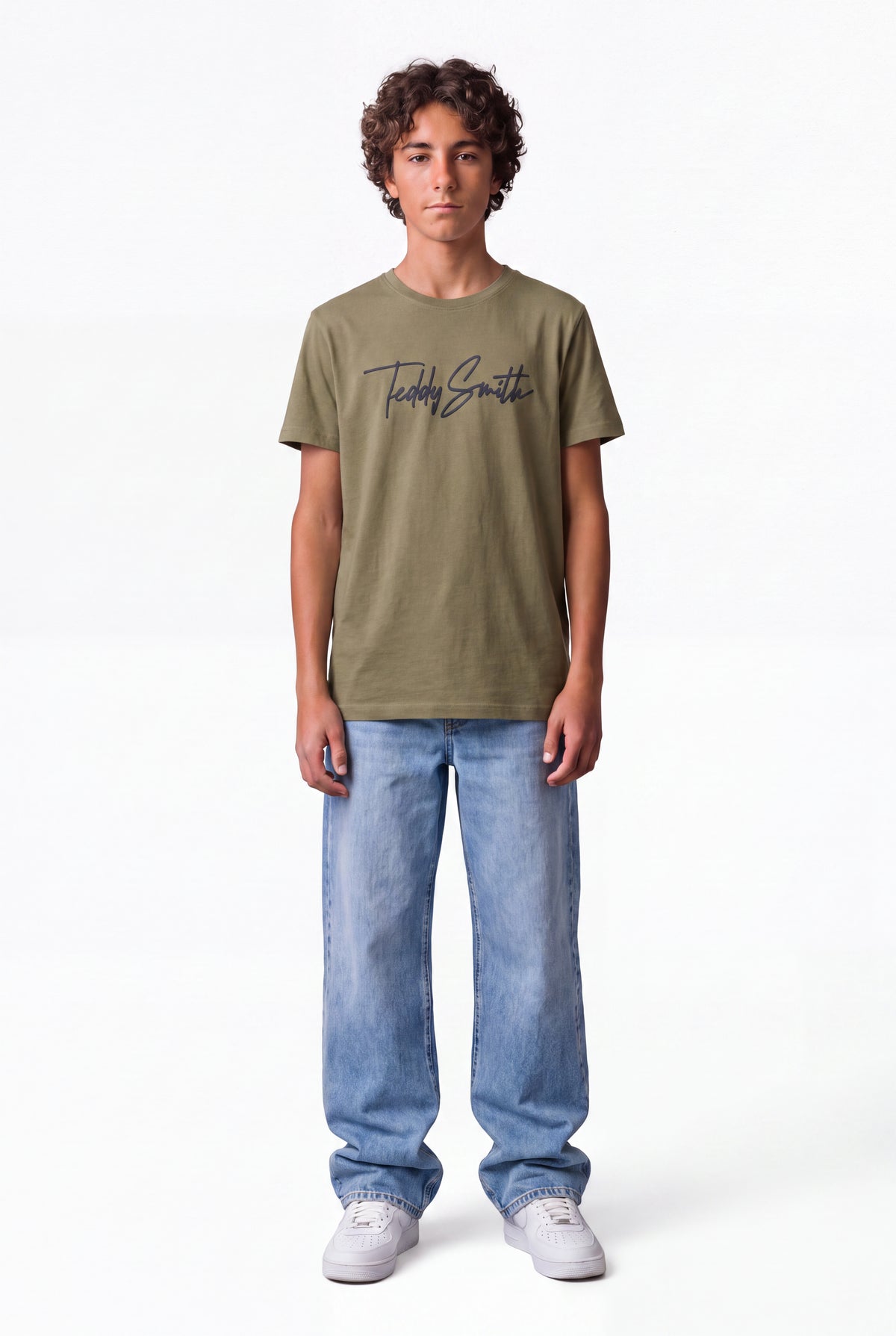 T-shirt col rond T-EVAN MC JR DUSTY KAKI - Teddy Smith