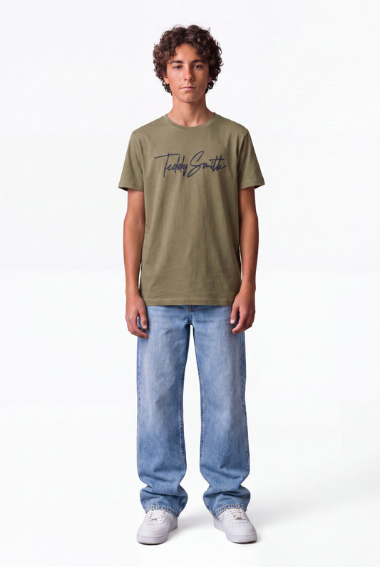 Achat T-shirt col rond T-EVAN MC JR DUSTY KAKI