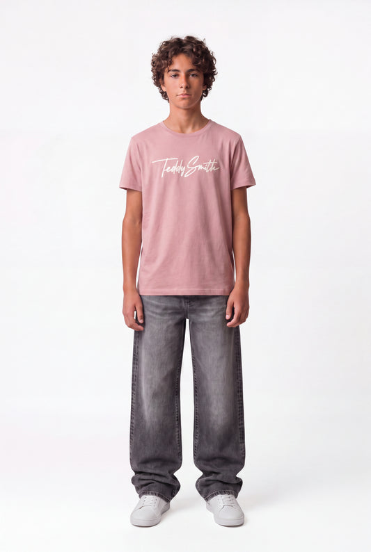 Achat T-shirt col rond T-EVAN MC JR WOOD ROSE