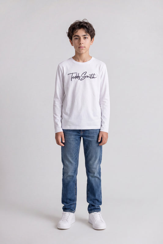 Achat T-shirt col rond EVAN ML JR BLANC