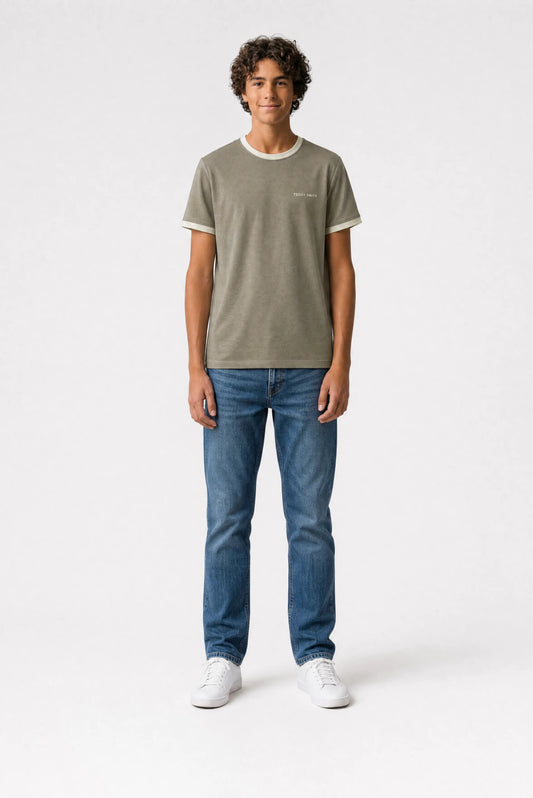 Achat T-shirt col rond THE-TEE 2 R MC JR DUSTY KAKI/NACRE