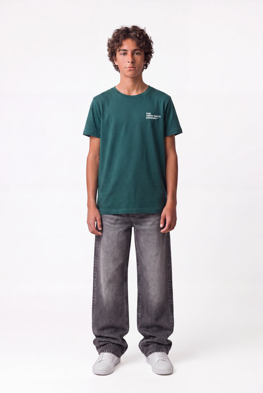 Achat T-shirt ajusté T-COMPANY MC JR VERT PIN