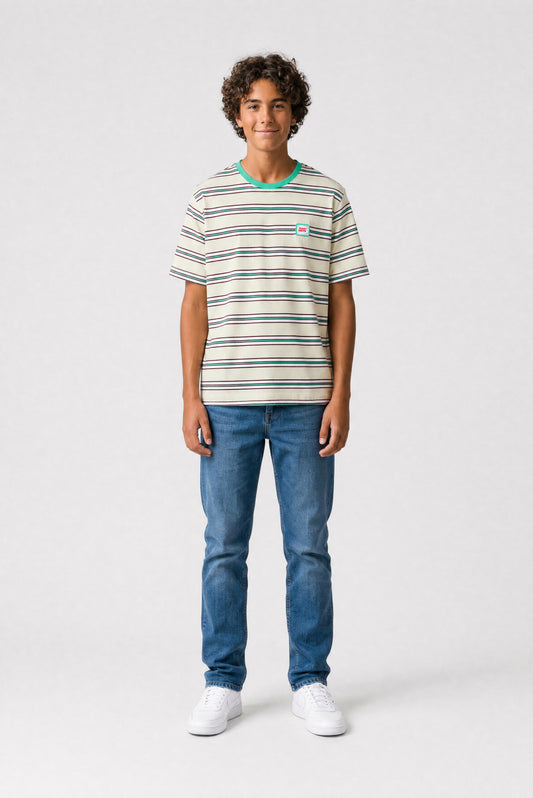 Achat T-shirt T-STRIPY MC JR VERT NACRE