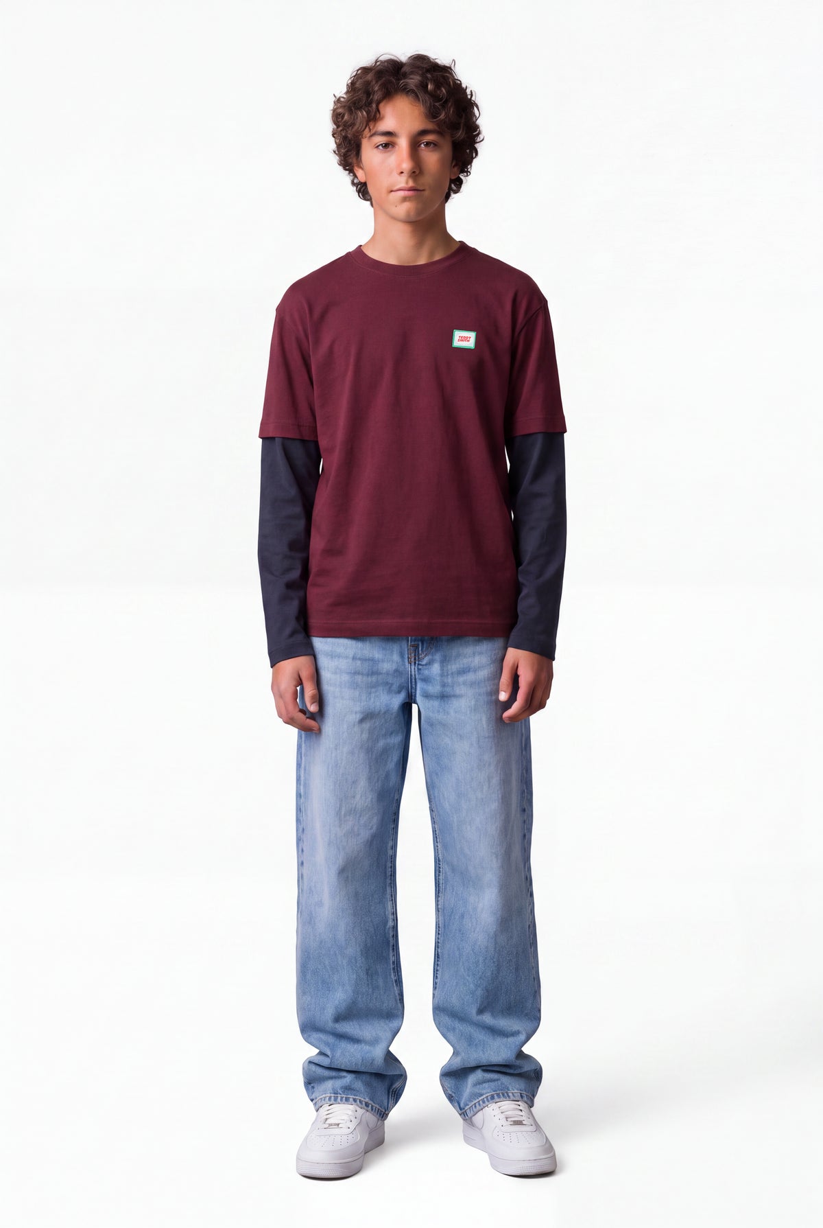 T-shirt décontracté manches longues T-SLY ML JR BORDEAUX FONCE - Teddy Smith