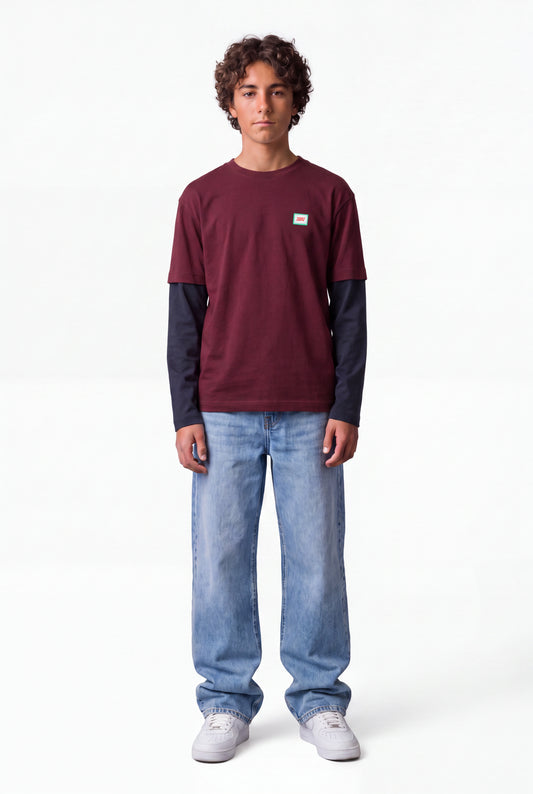 Achat T-shirt T-SLY ML JR BORDEAUX FONCE