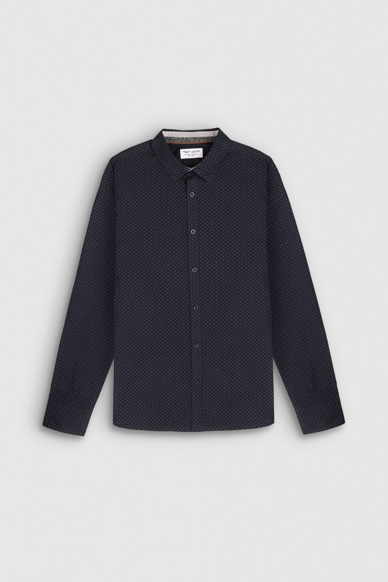Chemise à pinces col français CARTON ML TOTAL NAVY/MICRO PRINT 2 - S - Teddy Smith