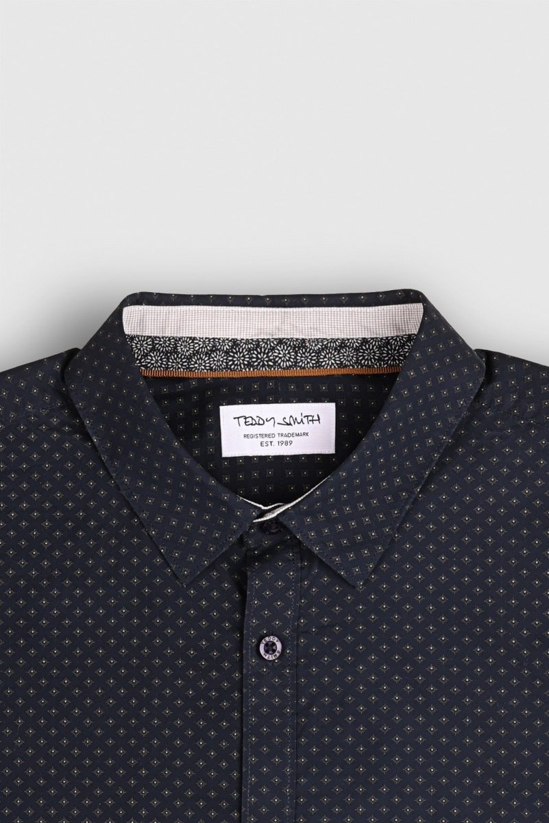 Chemise à pinces col français CARTON ML TOTAL NAVY/MICRO PRINT 2 - S - Teddy Smith