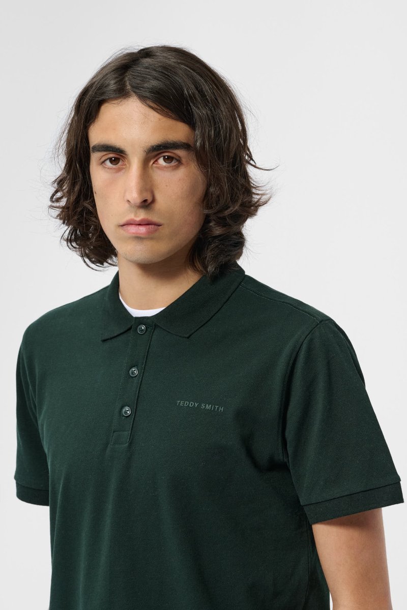 Polo P - ALBAN MC VERT SCARABE - S - Teddy Smith