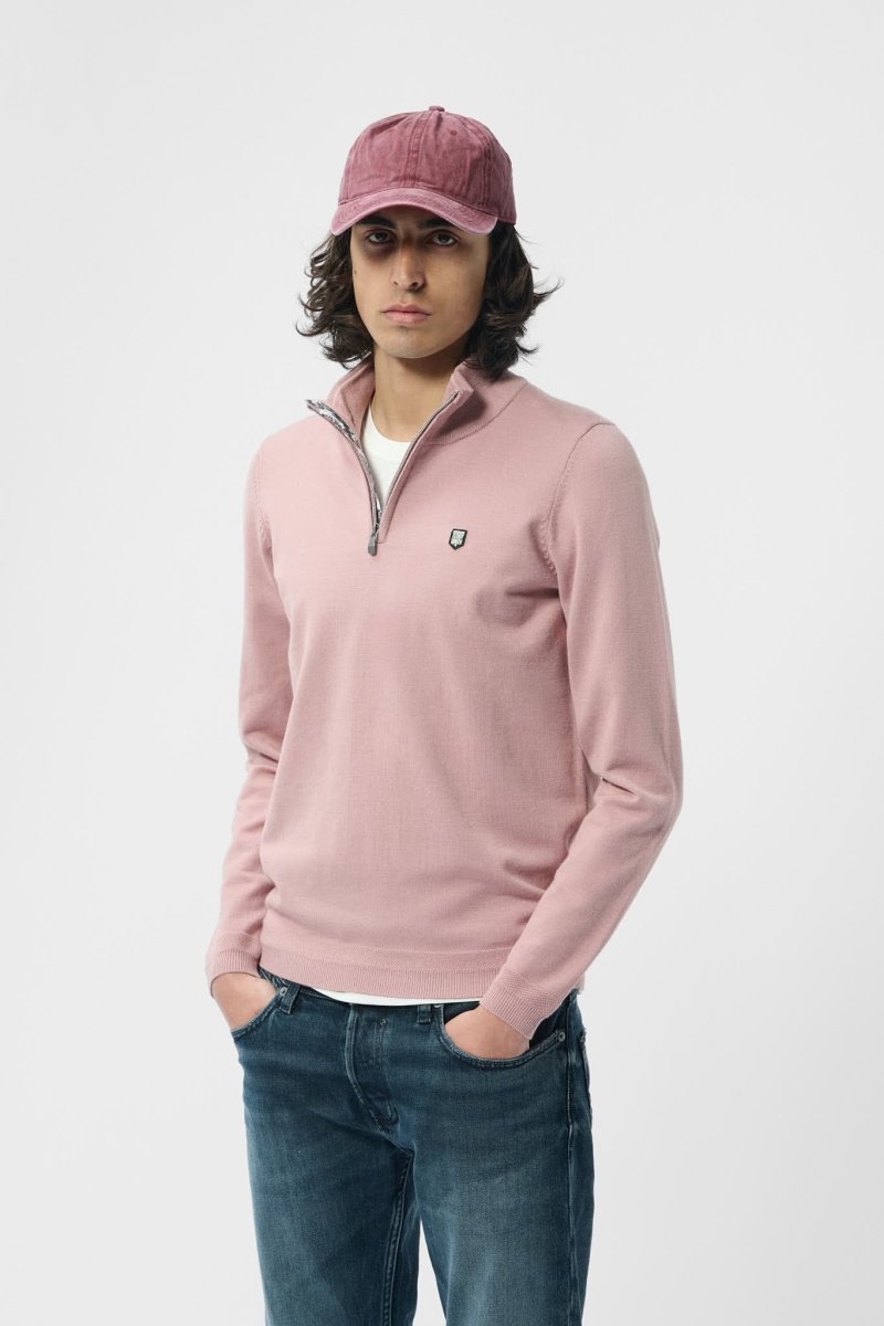 Pull col zippé MARTY 2 WOOD ROSE - S - Teddy Smith