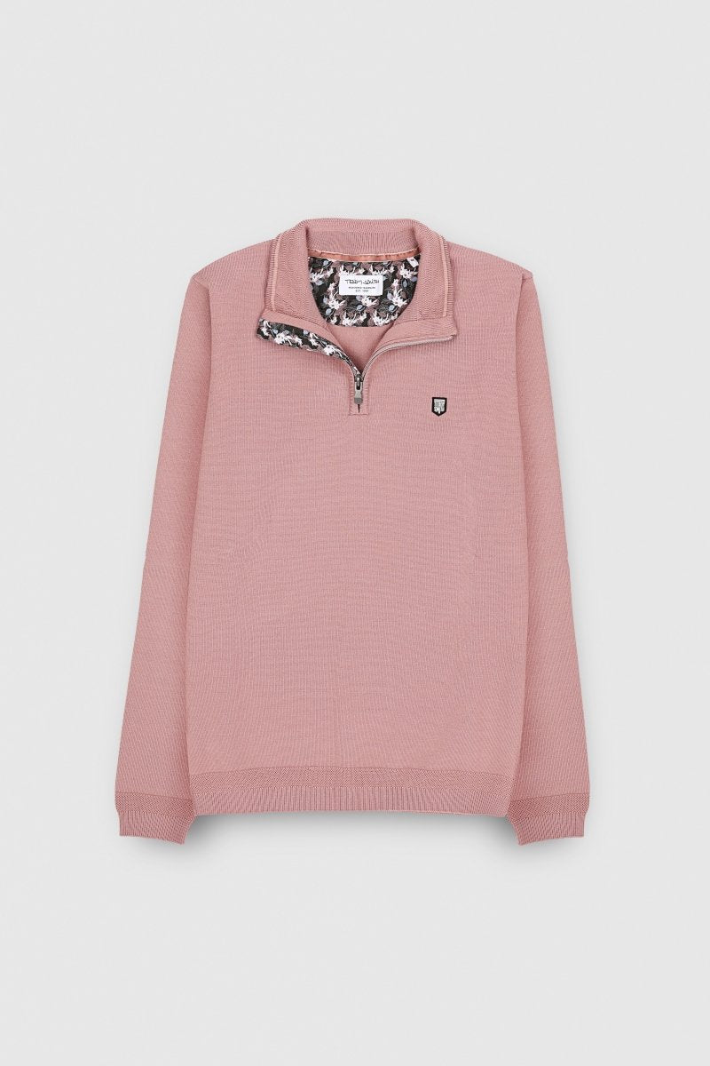 Pull col zippé MARTY 2 WOOD ROSE - S - Teddy Smith