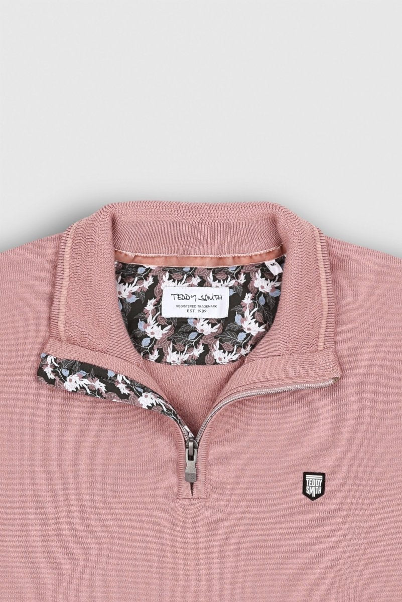 Pull col zippé MARTY 2 WOOD ROSE - S - Teddy Smith