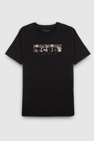 T-shirt col rond manches courtes TEZIO 2 MC CHARBON/FLEUR - S - Teddy Smith