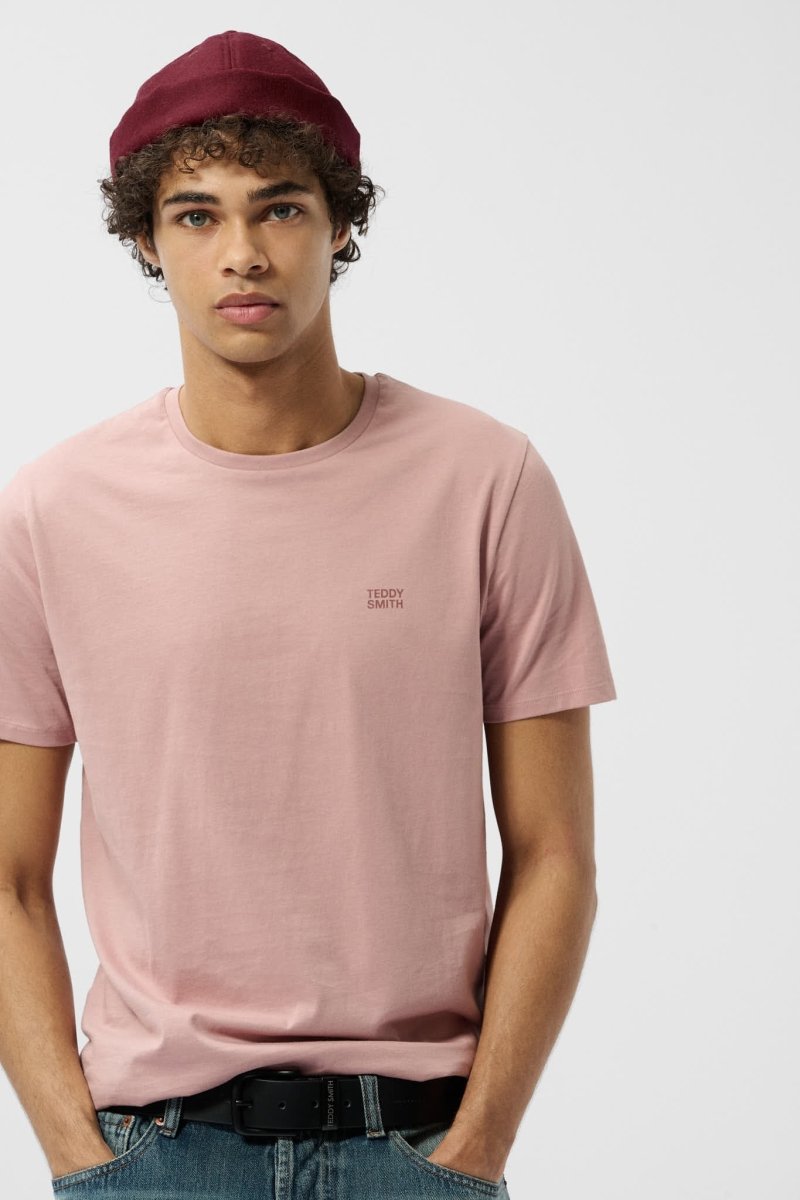 T-shirt col rond manches courtes THE TEE 1 MC WOOD ROSE - S - Teddy Smith