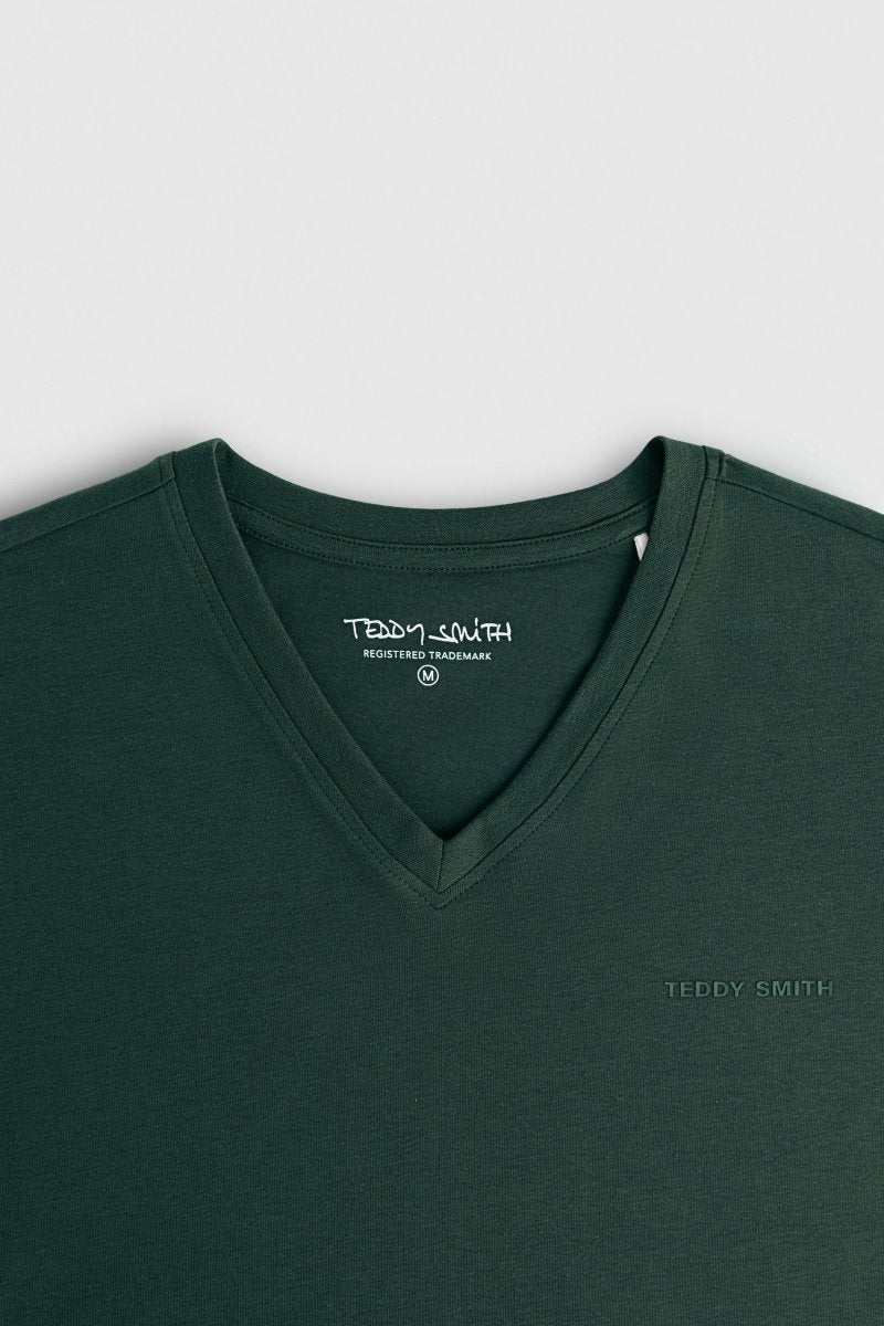 T-shirt col V manches courtes TAWAX 2 MC VERT SCARABE - S - Teddy Smith