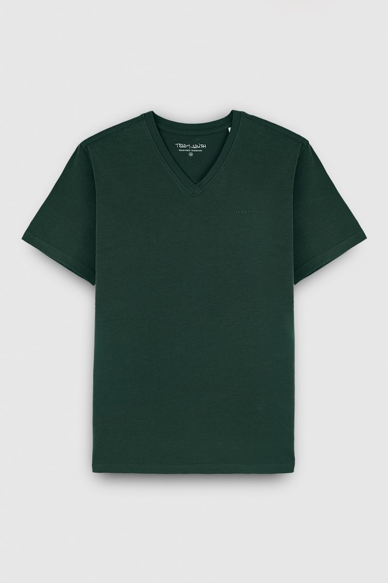 T-shirt col V manches courtes TAWAX 2 MC VERT SCARABE - S - Teddy Smith