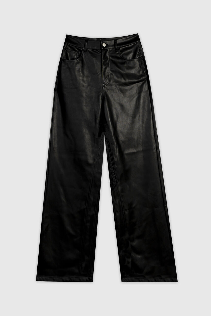 Pantalon large 90'S SIMILI CUIR, NOIR, large