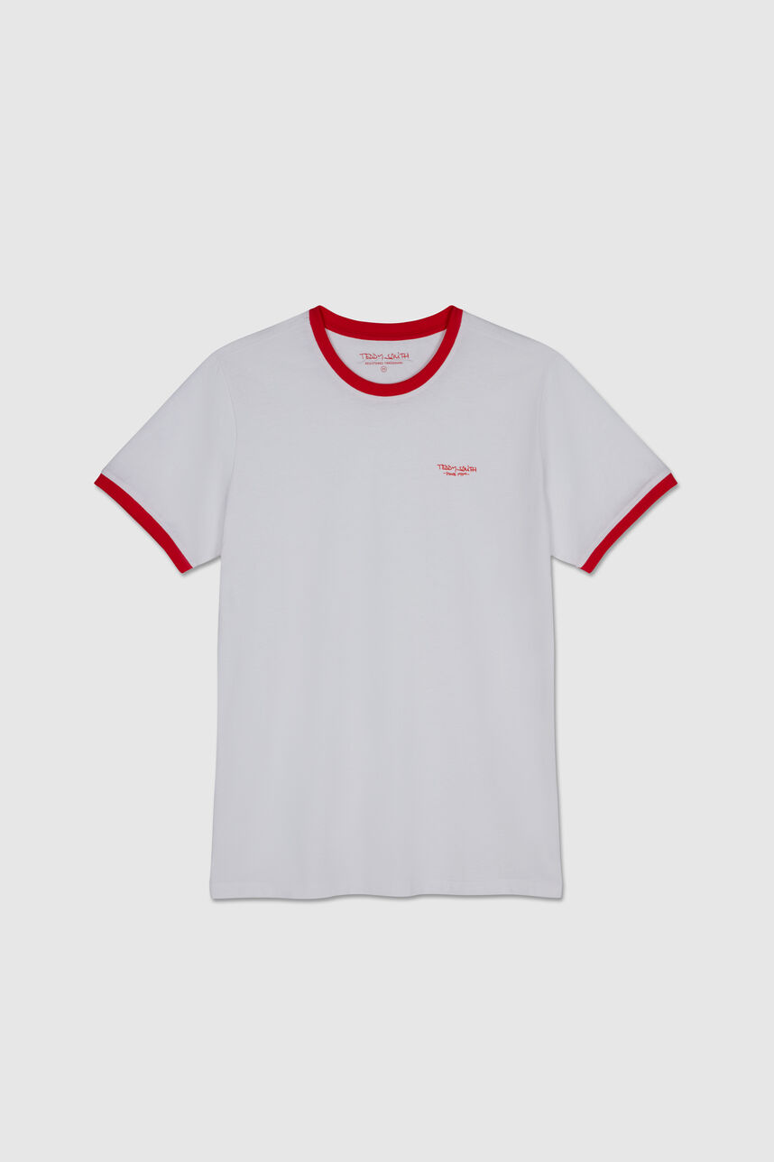 T-shirt avec col rond The Tee MC, BLANC/ROUGE FLAMME, large