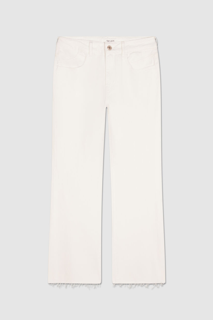 Jean court bas effet flare Cropped BC, BLANC, large