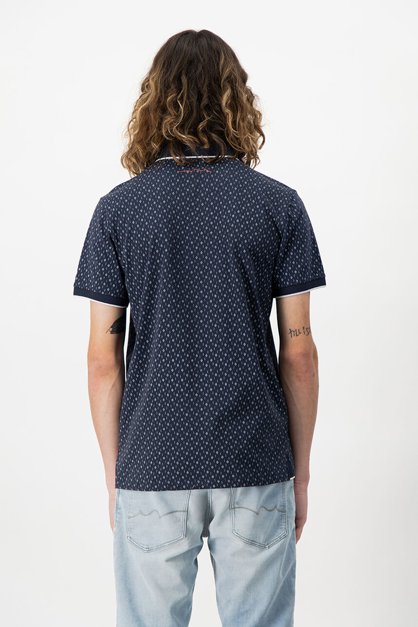 Polo Motif Homme - Pasy 2, TOTAL NAVY/PRINT BLANC, large