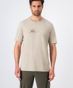 T-shirt col rond brodé KING MC, BEIGE CHINE, large