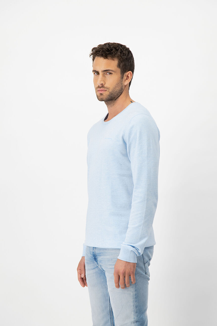 Pull col rond MARC, BLEU CLAIR CHINE, large