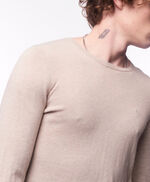 Pull en maille fluide avec col rond - Poki Recycled, BEIGE DUNE CHINE, large
