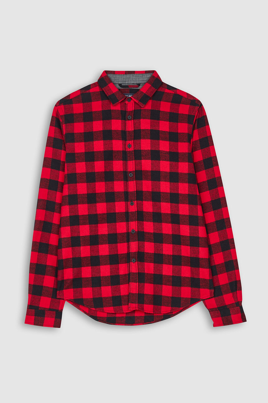 C-CROOKED ML CHECK, ROUGE CARMIN, large