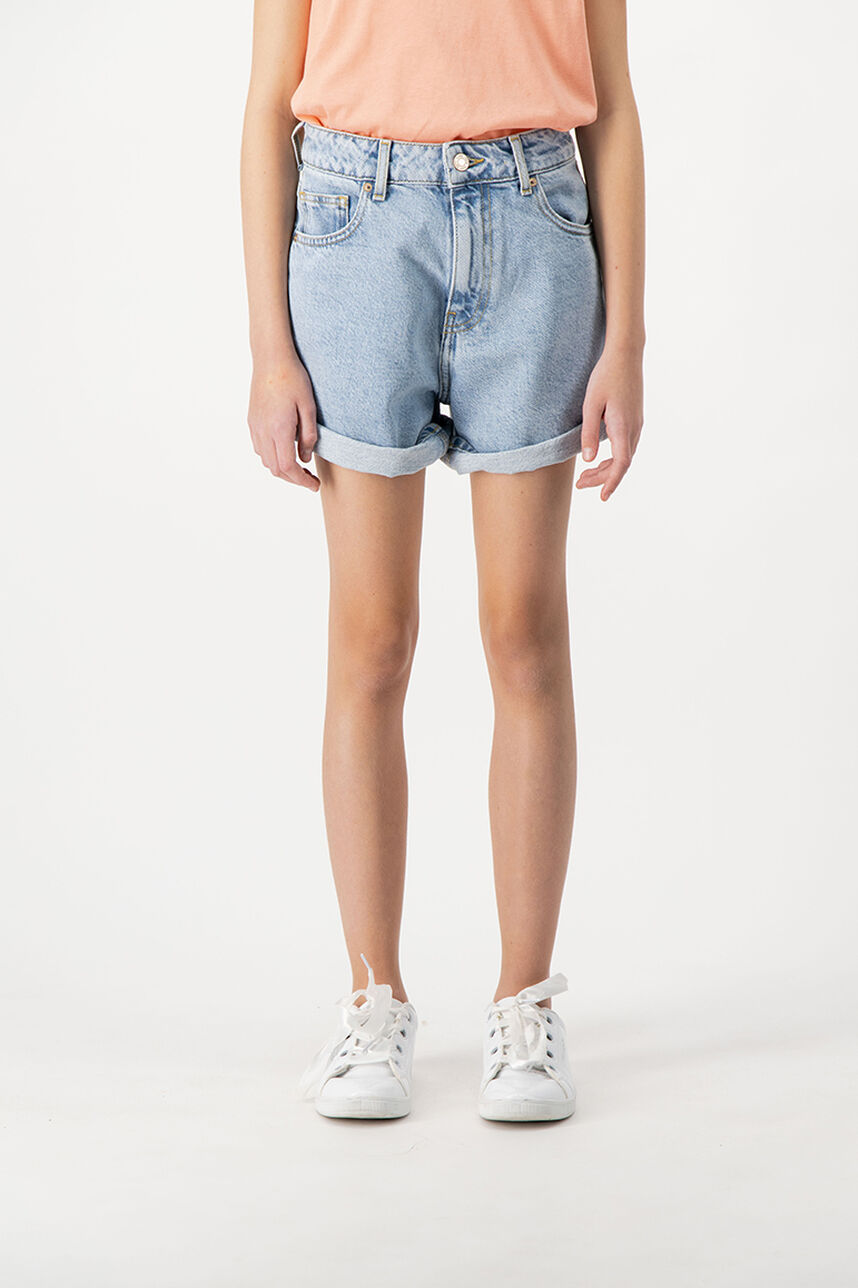 Short coupe 5 poches taille haute SMOM JR ROLLER, FRIPP / INDIGO CLAIR, large