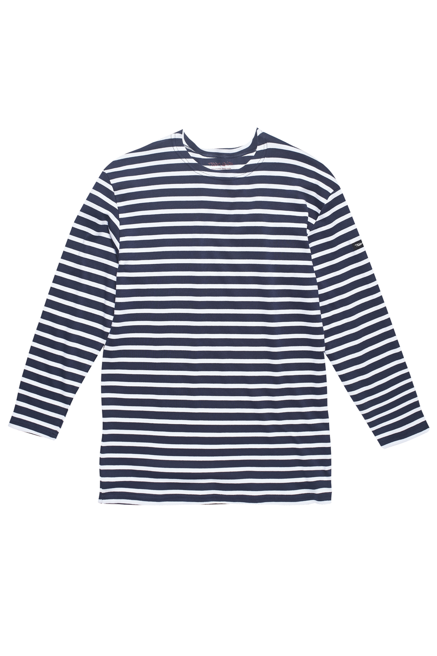 T-shirt rayé à manches longues Junior - Ocean, TOTAL NAVY, large