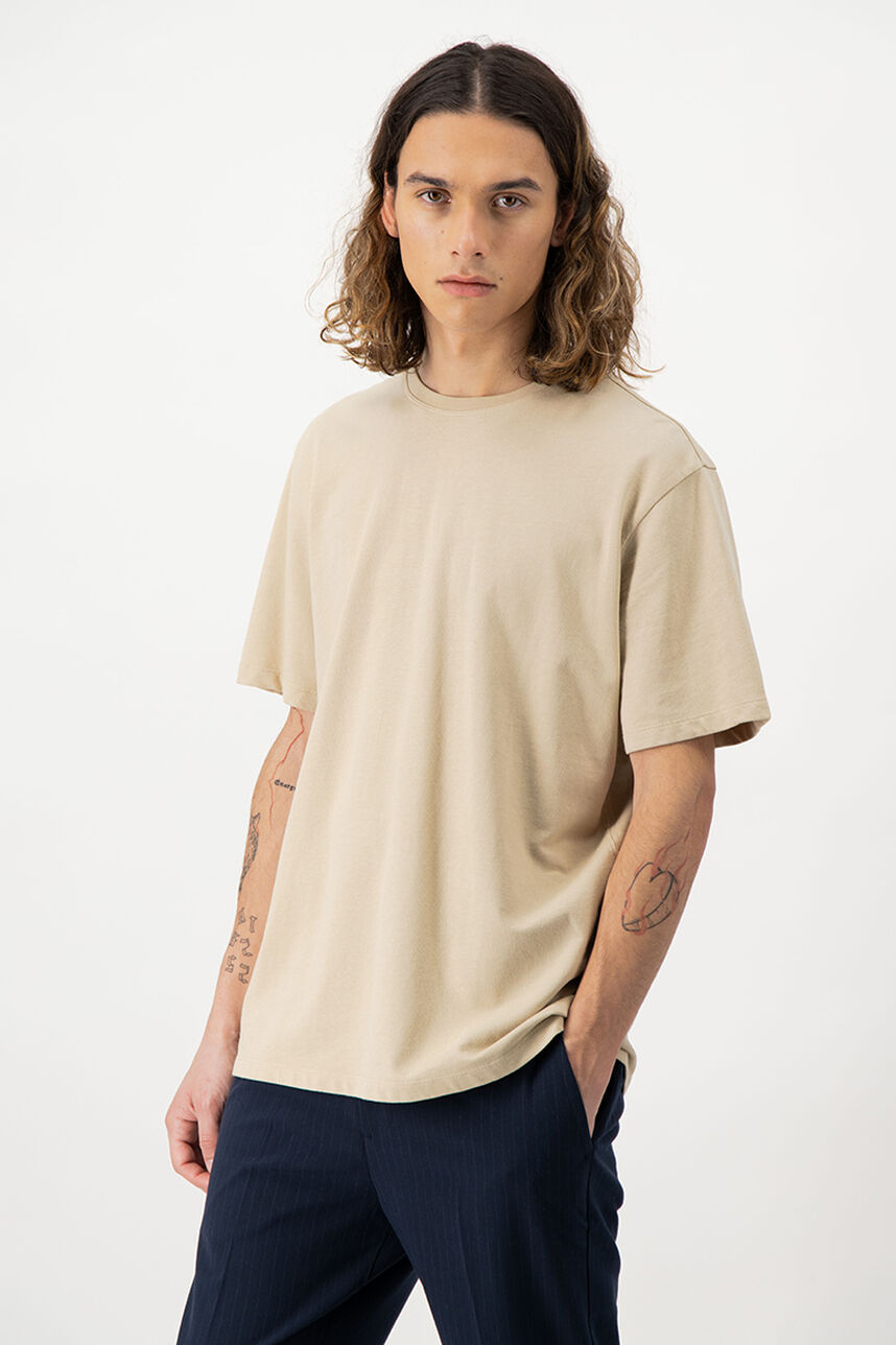 T-shirt col rond BERRY MC, BEIGE DUNE, large