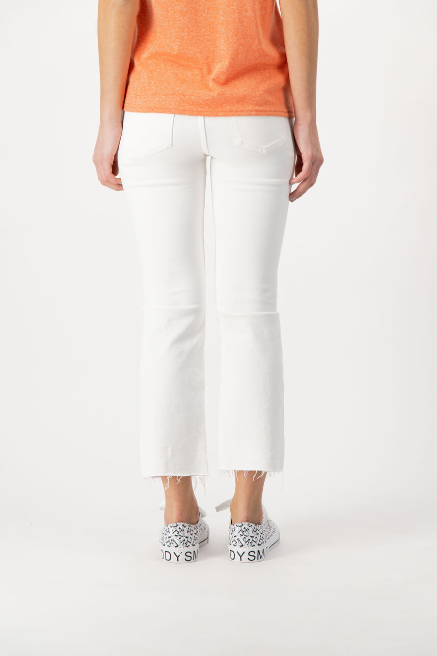Jean court bas effet flare Cropped BC, BLANC, large
