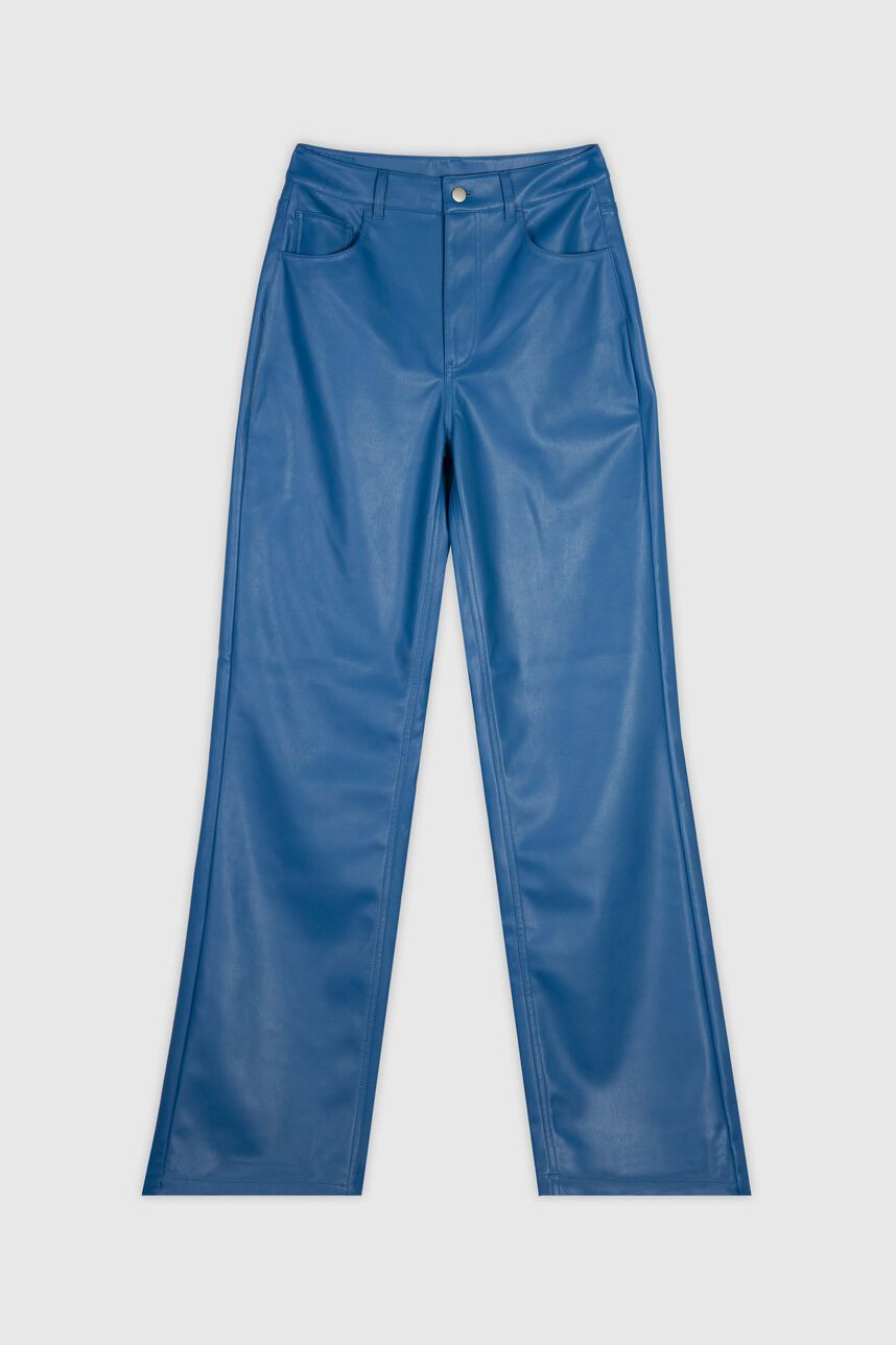 Pantalon large 90'S SIMILI CUIR, BLEU, large