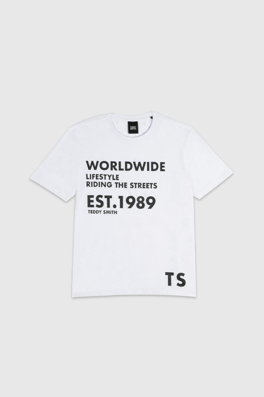T-shirt imprimé - T-WORLD MC, BLANC, large