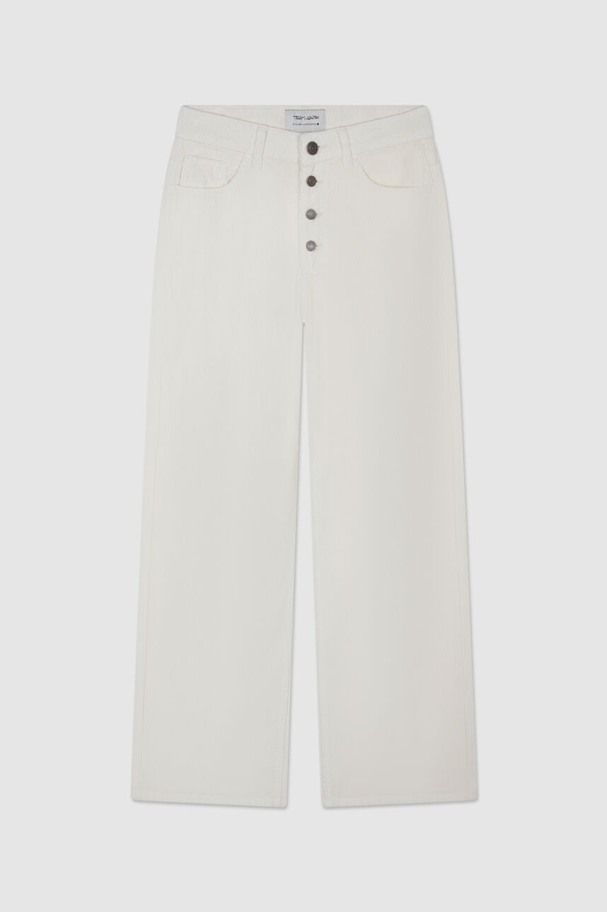 Pantalon coupe droite ELECTRA JR BUTTON, MIDDLE WHITE, large
