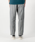 Pantalon coton et lin rayé RAYMOND LIN R, TOTAL NAVY, large