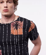 T-shirt imprimé floral col rond - T-Virgilio MC, CHARBON, large