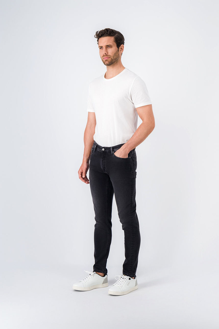 Pantalon denim coupe slim DEAN SLIM, BLACK USED, large