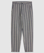 Pantalon coton et lin rayé RAYMOND LIN R, TOTAL NAVY, large