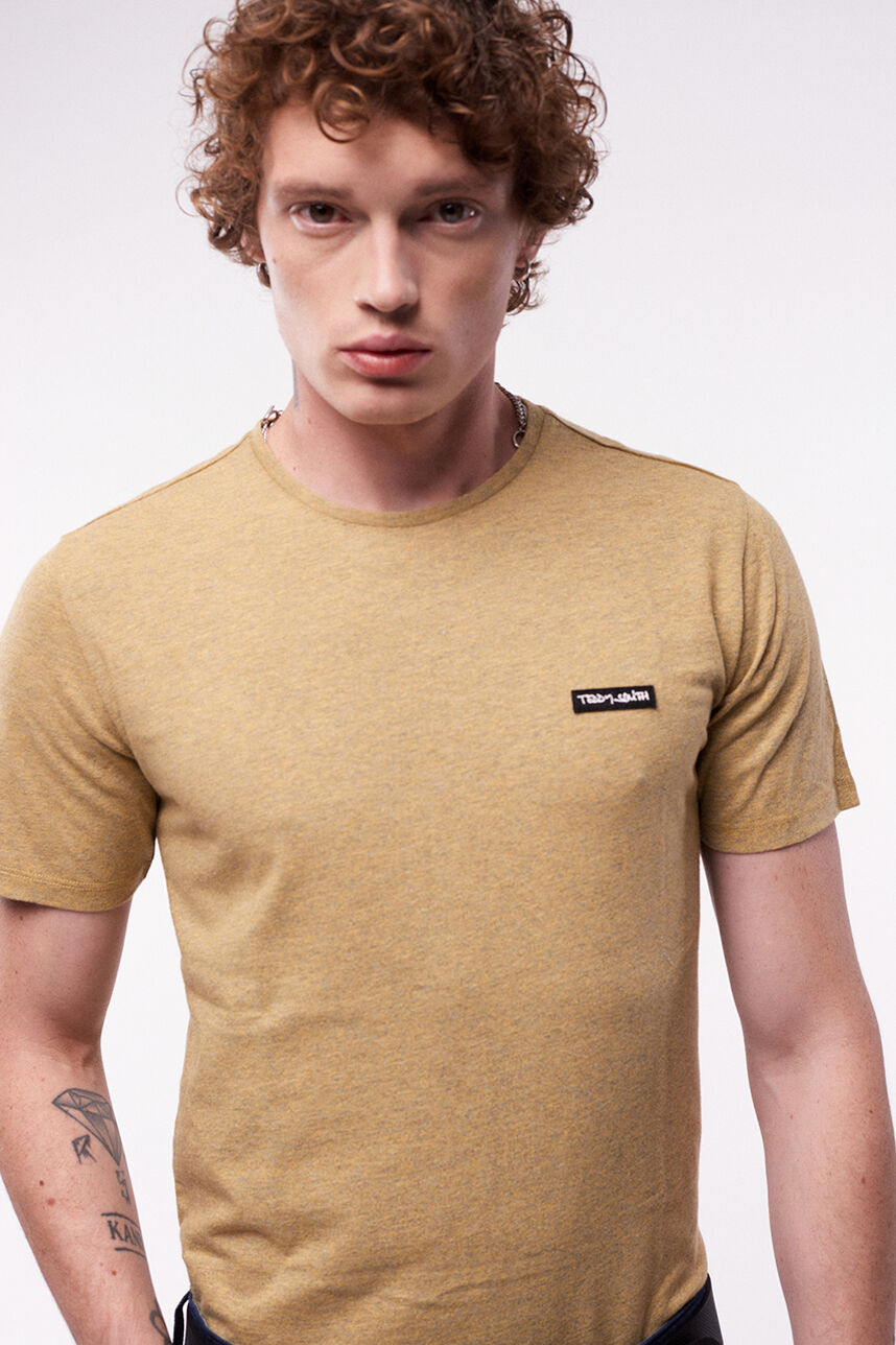 T-shirt tissu chiné - T-Nark Chine MC, BRIGHT GOLD CHINE, large