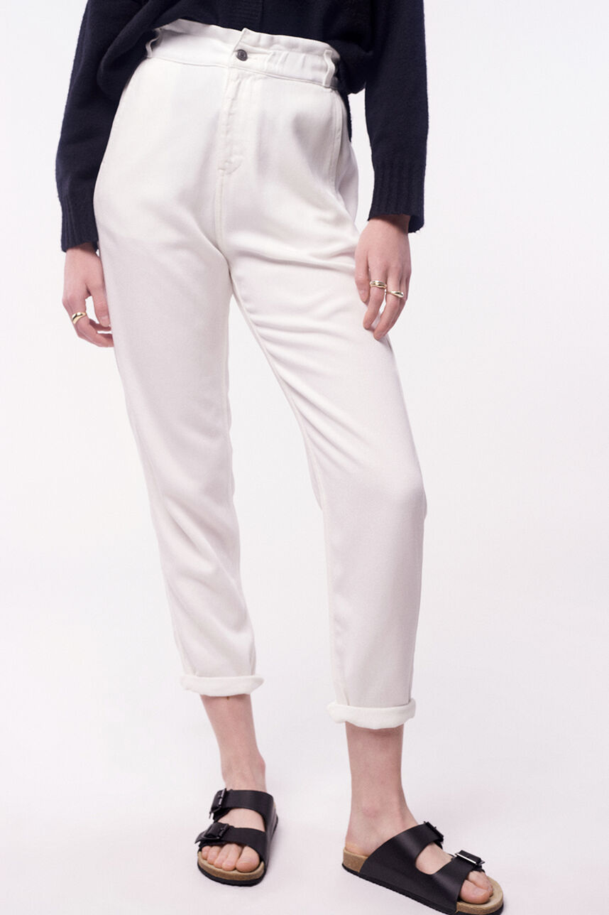 Pantalon taille haute coupe MOM - P-Margot Lyocel, MIDDLE WHITE, large
