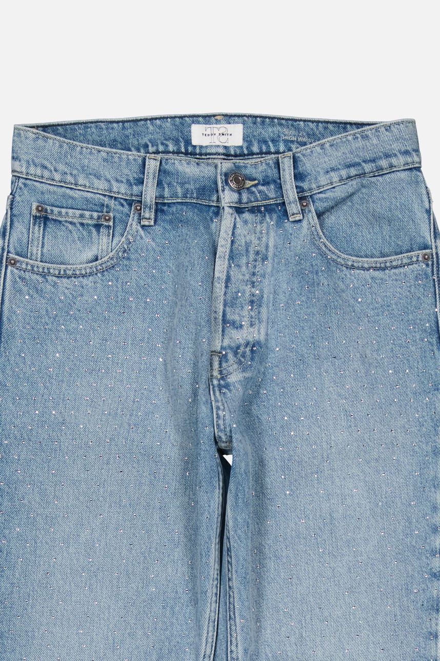 Pantalon denim coupe 5 poches mom PMOM, FRIPP / INDIGO CLAIR, large