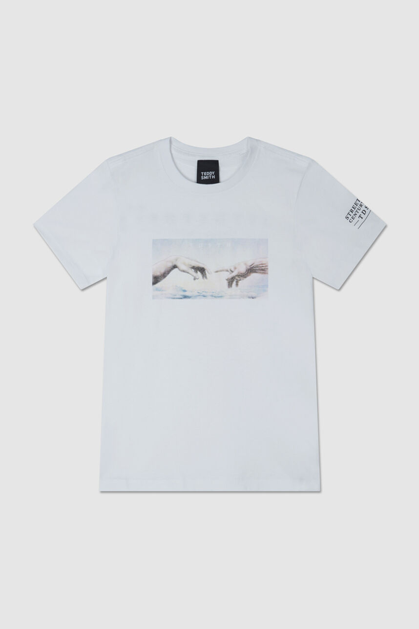T-shirt imprimé garçon - T-HUMAN JUNIOR, BLANC, large