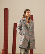 Manteau lainage à carreaux M-Marcy 2, TOTAL NAVY, large