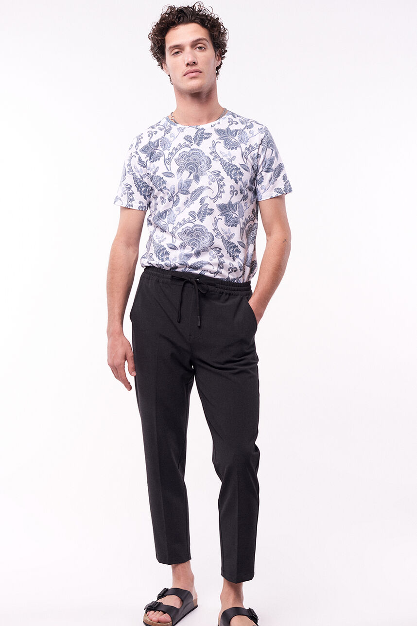 T-shirt imprimé floral col rond - T-Virgilio MC, BLANC, large